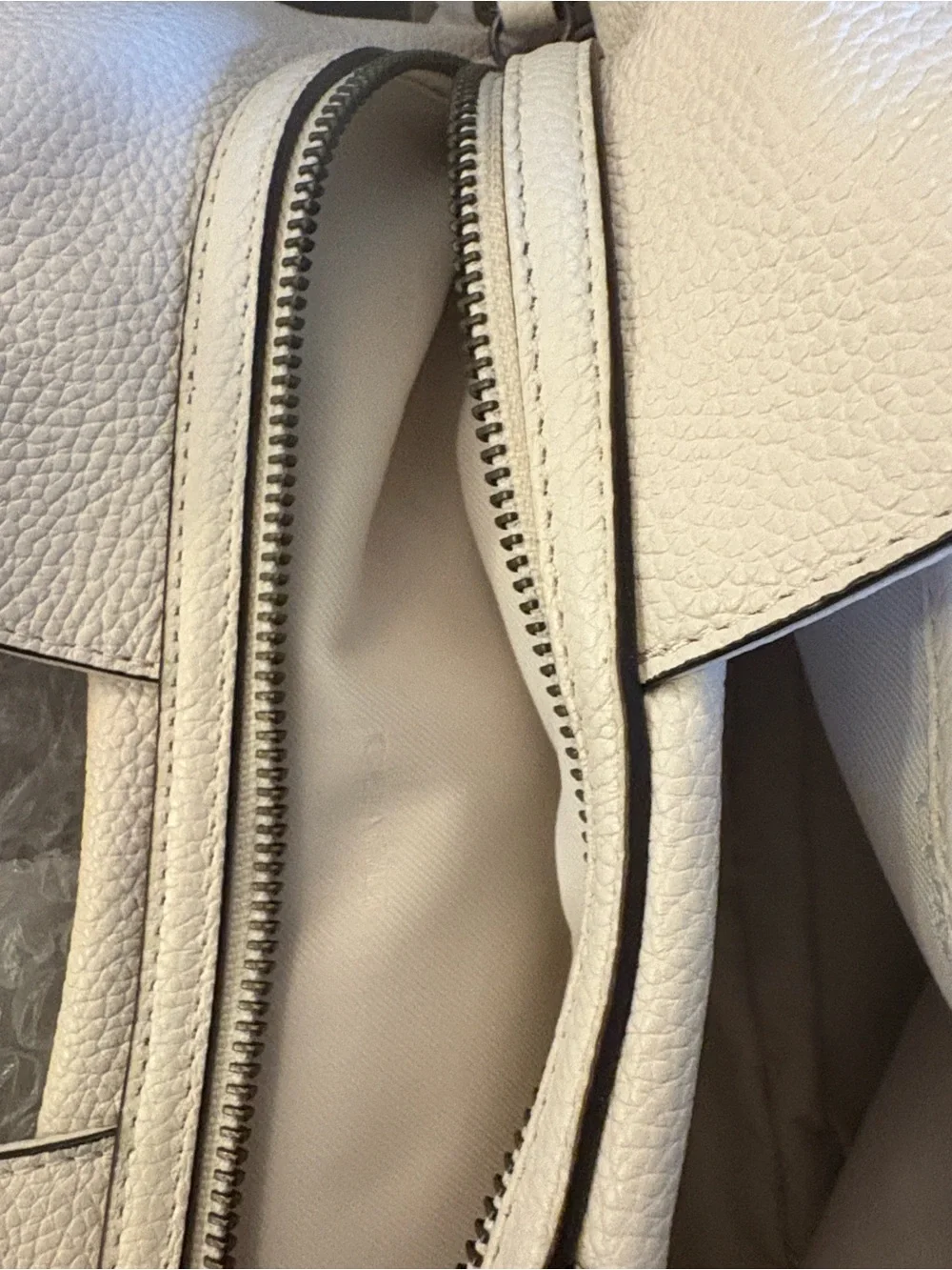 Coach Cream Pebbled Leather Shoulder Bag with Gunmetal Studs